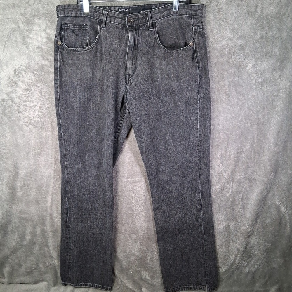 Rocawear Jeans Mens 36x33 Classic Fit Black Faded Baggy Y2K